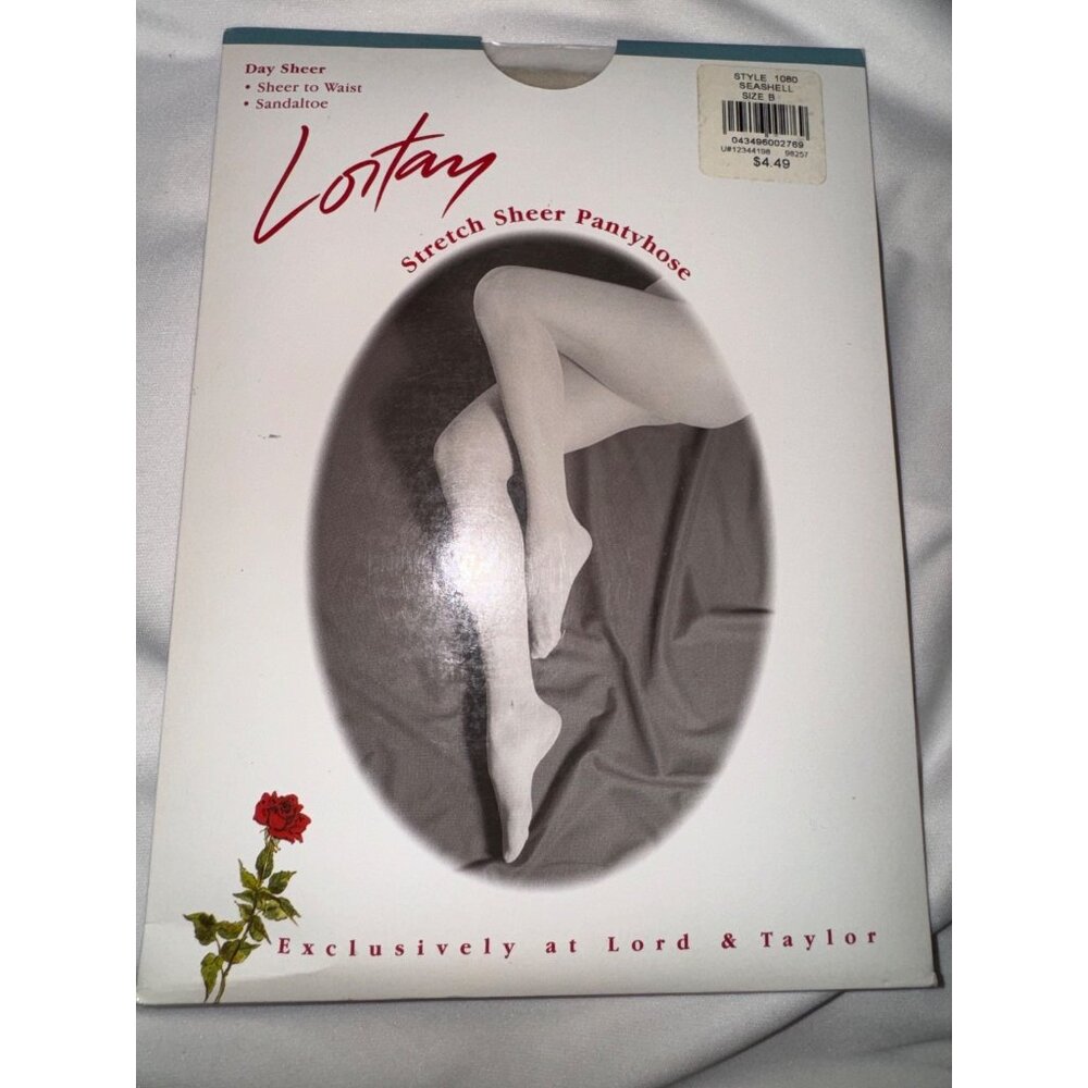 Vintage Lortay Day Sheer Pantyhose Style 1080 Size B Seashell Lord & Taylor Sexy